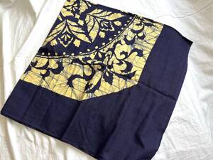 0006★風呂敷＊紺＊綿100％＊唐草＊花＊草木＊104m×104cm＊包み＊布＊和風＊着物＊和装小物＊和服＊レトロ＊アンティーク＊お得★