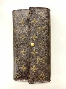 中古 ルイヴィトン LOUIS VUITTON モノグラム ポシェット ポルトモネ クレディ M61725 二つ折り 財布 ウォレット ブラウン系 57006