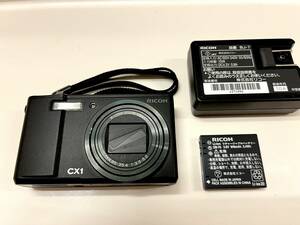 ◆動作確認済◆ RICOH CX1 ブラック　929万画素　光学7.1倍ズーム　手ぶれ補正　マクロ撮影　純正バッテリー・充電器