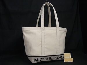 ■新品同様■ MICHAEL KORS マイケルコース キャンバス トートバッグ ショルダーバッグ 肩掛け アイボリー系×ブラック系 BL2669