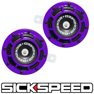 SICKSPEED ホーン パープル JDM USDM シックスピード ラッパ スタンス 丸型 汎用 12V クラクション 紫