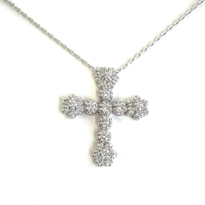 【中古】スタージュエリー　Star Jewelry　ダイヤモンドクロス　ネックレス　K18WG　ダイヤ0.48ct　4.9ｇ