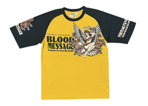 BLOOD　MESSAGE　半袖Tシャツ　YELLOW/BLACK　38サイズ　ちょっと難あり　BLST-250