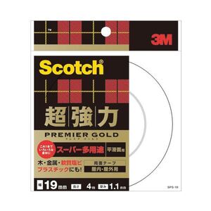 【新品】(まとめ）スコッチ 超強力両面テープ プレミアゴールド （スーパー多用途）19mm×4m 10巻〔×3セット〕