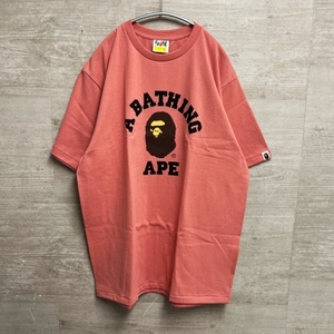 A BATHING APE アベイシングエイプ　0001TEK301001M College T-Shirt カレッジtシャツ　sizeXL ピンク　【中目黒B4】