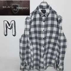 USA古着　blackbrown  ネルシャツ mサイズ ブロックチェック