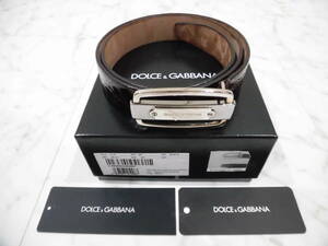 【美品】 DOLCE&GABBANA ベルト サイズ85 定価109,200円 イタリア製 ワニ革(カイマン) 箱タグ付き ドルチェ＆ガッバーナ ドルガバ D&G DG 