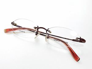 新品　GIORGIO ARMANI ジョルジオ・アルマーニ　チタン　titanium メガネ　眼鏡　オシャレ　上品　ふち無し　ツーポイント