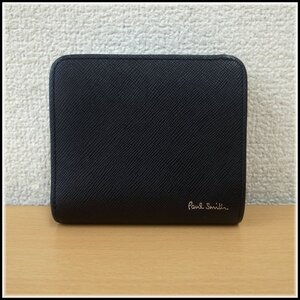 4430T 【本物保証】 Paul Smith ポールスミス　ブライトストライププラー　二つ折り財布　BPS645　メンズ　レザー　ブラック