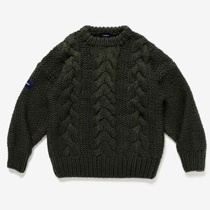 希少★新品本物【緑★3】MAIN NOT CABLE KNIT メインノット ケーブル ローゲージ アランニット 正規品 ディセンダント 入手困難 DESCENDANT