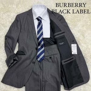 【売り切り】新品/未使用品/ウール100％/バーバリーブラックレーベル◎BURBERRY BLACKLABEL スーツ セットアップ グレー ストライプ 38L