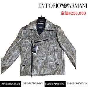 【希少品】未使用タグ付き！アルマーニレザー　ライダース　ARMANI アルマーニ ライダースジャケット