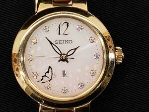 ●SEIKO セイコー ソーラー 腕時計 ルキア LUKIA V117-0EG0 ピンク 文字盤 レディース 腕時計 ローズゴールド●