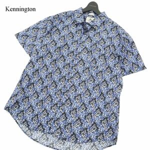 KENNINGTON ケニントン 春夏 リーフ 総柄★ 半袖 アロハ シャツ Sz.XXL　メンズ 大きいサイズ 特大　A3T04588_4#A