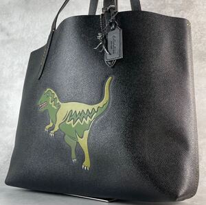 希少/極美品 COACH コーチ メンズ ビジネス REXY レキシー 恐竜 チャーム トートバッグ A4可 肩掛け グラブタンレザー 大容量 ショルダー