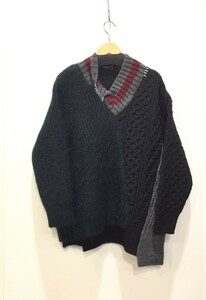 KOLOR 20/AW 20WCM-NO1301 クレイジーパターンニット セーター サイズ3 カラー 再構築パターン トップス プルオーバー 変形