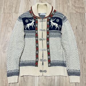 ★格安★BEAMS BOY ビームスボーイ 長袖 ニット カーディガン セーター チロリアンニット レディース ショールカラー 白 ホワイト系 R-6679