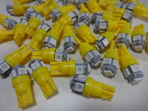 T10 12V SMD5050 x 5漣　LEDウェッジ球 - YELLOW 新品！　▽Jntj Mntj Sntj **