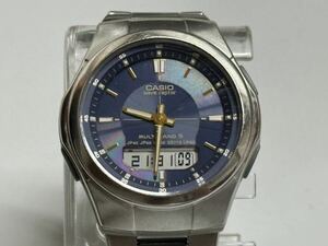 1円〜◇カシオ CASIO ウェーブセプター マルチバンド5 ソーラー電波時計 WVA-M480 ネイビー文字盤 メンズ腕時計 稼働品