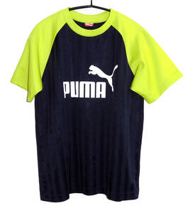 美品 PUMA プーマ レディース 吸汗速乾 ドライ 半袖Tシャツ 160 ネイビー ストライプ 子供にも