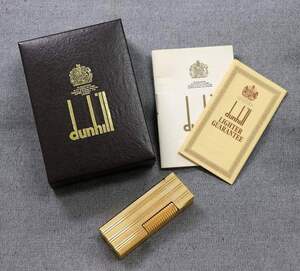 １円～ 【ガスライター】dunhill ダンヒル ゴールド ガスライター ケース ギャラ 取説付き 