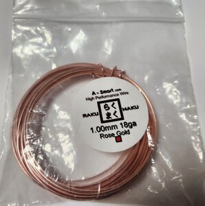 らくまく カッパーワイヤー・四角線 1.00mm(18ga)　3.6m　ローズゴールド