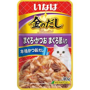 （まとめ買い）いなばペットフード 金のだしパウチ まぐろ・かつお まぐろ節入り 40g 猫用フード 〔×48〕