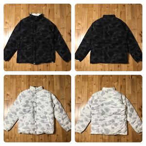 ★リバーシブル★ ダウンジャケット black camo × white camo Mサイズ a bathing ape bape エイプ ベイプ reversible down jacket 迷彩 9k