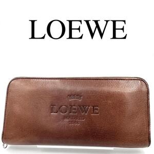 LOEWE ロエベ 長財布 ヘリテージ ラウンドファスナー ロゴ金具 レザー