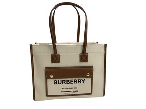 BURBERRY バーバリー トートバッグ キャンバス レザー フレヤトートバッグ ナチュラル ツートン 8044129