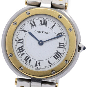 訳あり カルティエ CARTIER サントスラウンド LM クォーツ メンズ _846985