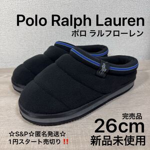 1円スタート売切り 新品未使用 Polo Ralph Lauren ラルフローレン フリース スリッポン サンダル 26cm US7 完売品 ルームシューズ にも