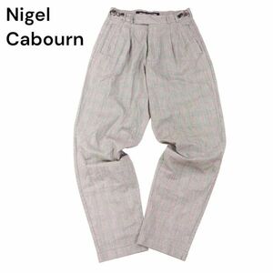 Nigel Cabourn ナイジェルケーボン 通年 ツータック★ グレンチェック柄 テーパード パンツ スラックス Sz.M位　メンズ　I4B00682_4#R