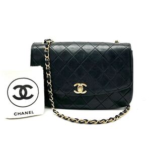 1円 良品 CHANEL シャネル マトラッセ ターンロック ココマーク ラウンドフラップ ラムスキン チェーン ショルダー バッグ eK1134A