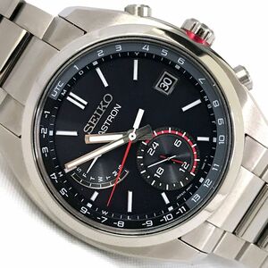 超美品 SEIKO セイコー ASTRON アストロン 腕時計 SBXY017 電波ソーラー カレンダー チタン ブラック ワールドタイム 動作確認済 箱付