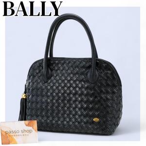 美品バリー　ハンドバッグ　レザー　キルティング　フリンジ　ゴールド金具　黒　BALLY 