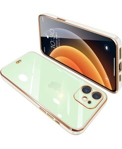 ER-117@iPhone12 ケース クリア 透明 アイフォン12 カバー スマホケース 全面保護 耐衝撃 TPU メッキ加工 シリコン スリム （ホワイト）