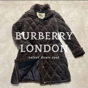 【大きいサイズ】バーバリー ロンドン プローサム キルティング ダウンコート ベロア トレンチ型 BURBERRY LONDON XL