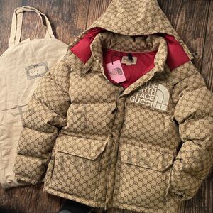 未使用 グッチ GUCCI　 ×ノースフェイス THE NORTH FACE 22SS 670766 Z8APX GGキャンバスボンバーダウンジャケット ベージュ XL 2XL XXL 