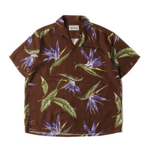 WACKO MARIA サイズ:M 21SS OVER FLOW別注 極楽鳥花 ハワイアンシャツ アロハシャツ BIRD OF PARADISE S/S HAWAIIAN SHIRT ブラウン