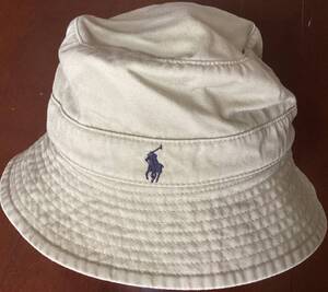 美品★POLO RALPH LAUREN ポロ ラルフローレン★バケットハット 帽子★ベージュ★キッズ 子供用★ナイガイ製★サイズ 48センチ★