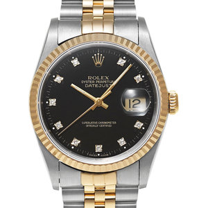 ROLEX デイトジャスト ダイヤモンド Ref.16233G ブラック ジュビリー 中古美品 メンズ 腕時計