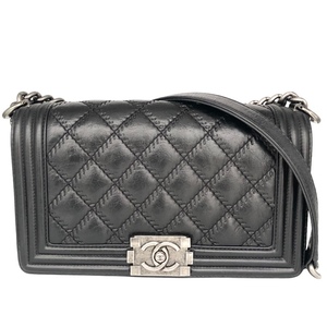 シャネル CHANEL ボーイシャネル25 A67086 シルバー金具 カーフ ショルダーバッグ 中古