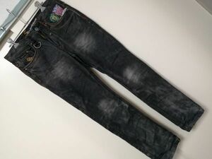 kkyj3212 ■ 5KM JEANS ■ ジーンズ デニムパンツ ジーパン Gパン ボトムス ダメージ ワッペン 黒 31 M