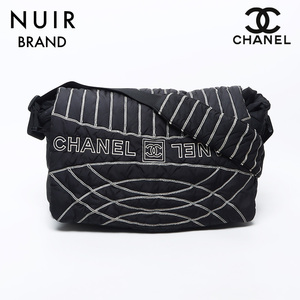 シャネル CHANEL ショルダーバッグ 10番台 スポーツライン ナイロン ロゴ ブラック