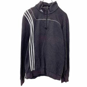 adidas ハーフジップスウェット L~XLサイズ程度 アディダス ブラック 古着卸 アメリカ仕入 t2301-3081