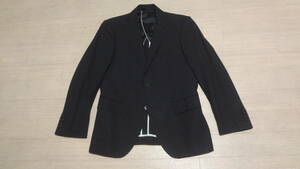 爆安即決!!☆S相当★SUIT COMPANY★春夏物★美シルエット★上質段返り3Bジャケット/黒濃グレー織ストライプ★本切羽★スーツカンパニー