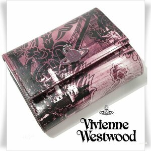 新品1円～★定価4万 Vivienne Westwood ヴィヴィアンウエストウッド 牛革レザー がま口 三つ折り財布 ORB LONDON BRIDGE ◆5647◆