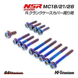 NSR250 R. クランクケースカバー周り チタンボルト 13本セット 焼き色 MC18 MC21 MC28 クラッチカバー 64チタン製 ボルト NSR レストア