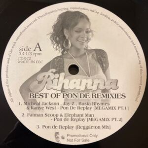 Rihanna/Best Of Pon De Remixies/Michael Jackson/Jay-Z/Kanye West/BUSTA RHYMES/Pon De Replay/FATMAN SCOOP/レコード/中古/elephantman